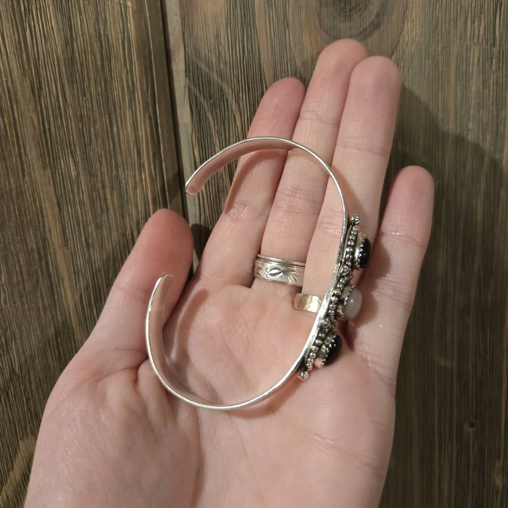 Sterling Silver Onyx Cuff Bracelet - Picture 5 of 5